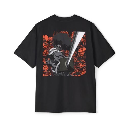 Oversized Tee [Back Print] – Afro Samurai - Katana - Image 5