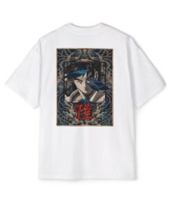 Oversized Tee [Back Print] – Street Fighter – Ryu Azure Spirit - Image 5