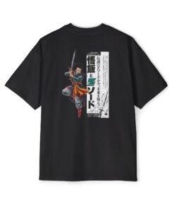 Oversized Tee [Back Print] – DBZ – Mystic Gohan Z Sword - Image 4