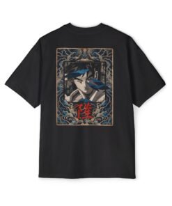 Oversized Tee [Back Print] – Street Fighter – Ryu Azure Spirit - Image 8