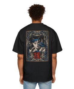 Oversized Tee [Back Print] – Street Fighter – Ryu Azure Spirit - Image 9