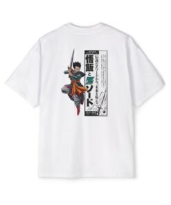 Oversized Tee [Back Print] – DBZ – Mystic Gohan Z Sword - Image 5