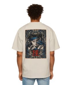 Oversized Tee [Back Print] – Street Fighter – Ryu Azure Spirit - Image 12