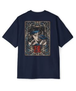 Oversized Tee [Back Print] – Street Fighter – Ryu Azure Spirit - Image 14